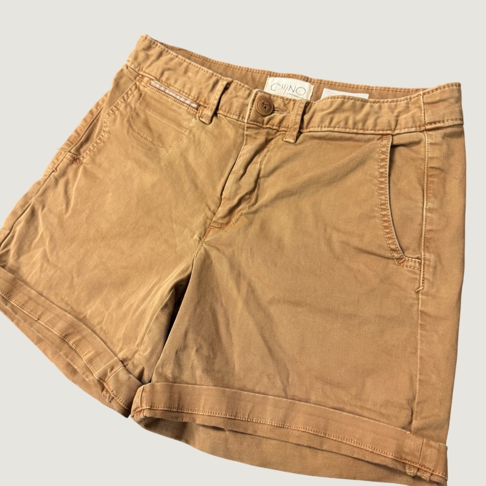 Chino by Anthropologie Relaxed Fit Cuffed Shorts Tan Camel Size 25